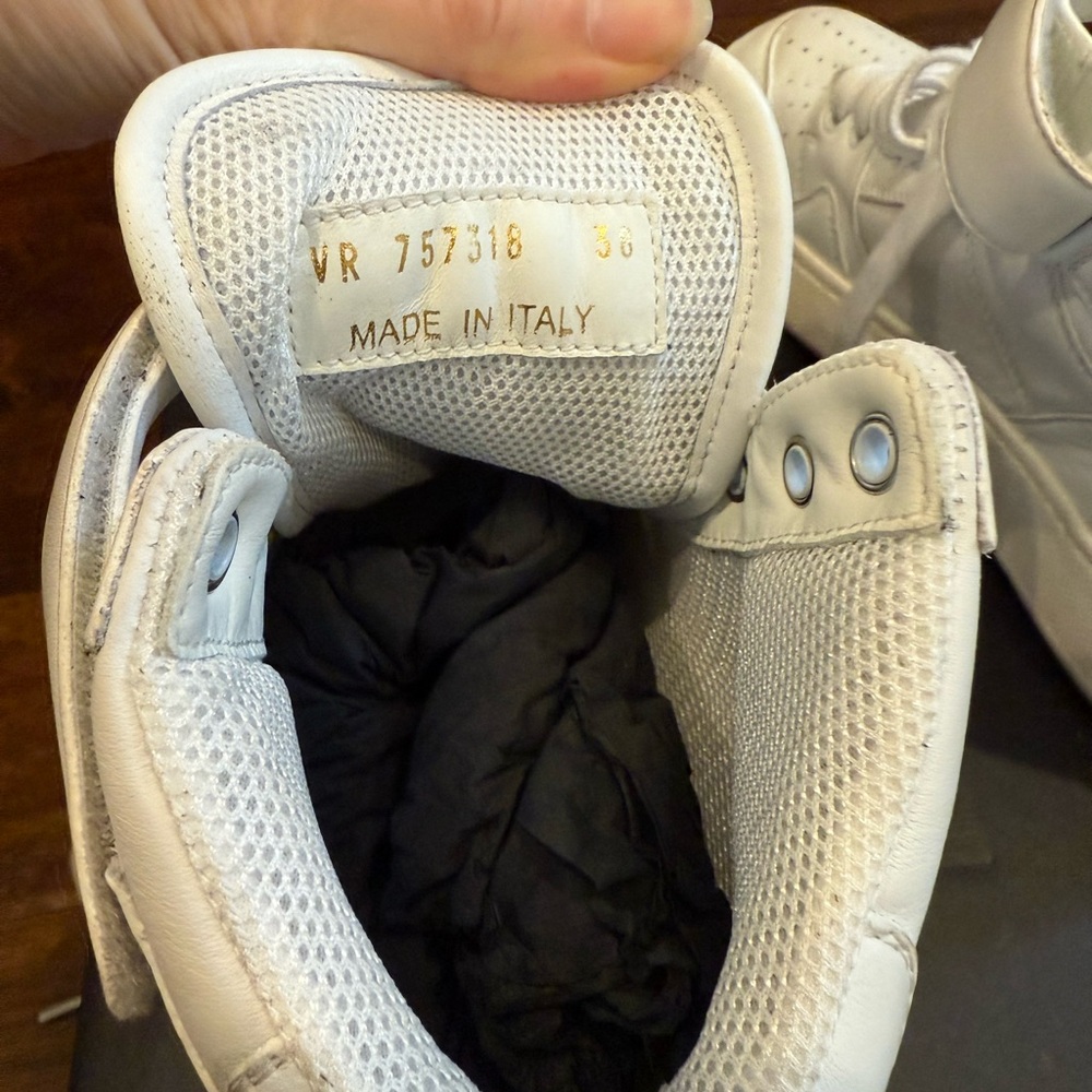 Saint Laurent White Lax distressed Lace-Up Sneakers - Picture 11 of 16